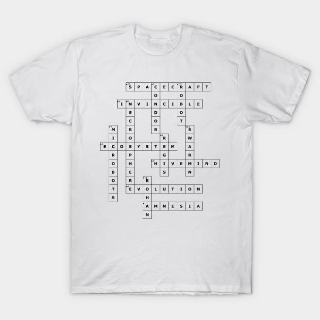 (1964TI) Crossword pattern with words from a famous 1964 science fiction book by a Polish author. T-Shirt by ScienceFictionKirwee